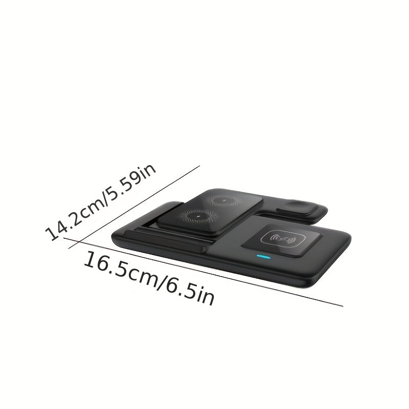 3-in-1 Folding Wireless Charger Stand Dock - Fast Charging Station for Multiple Devices, Compatible with Apple Watch Ultra 8 7 6 5 4 3 2 SE, Airpods Pro 2 Pro 3 2, iPhone 14 13 11 and Earlier Series
