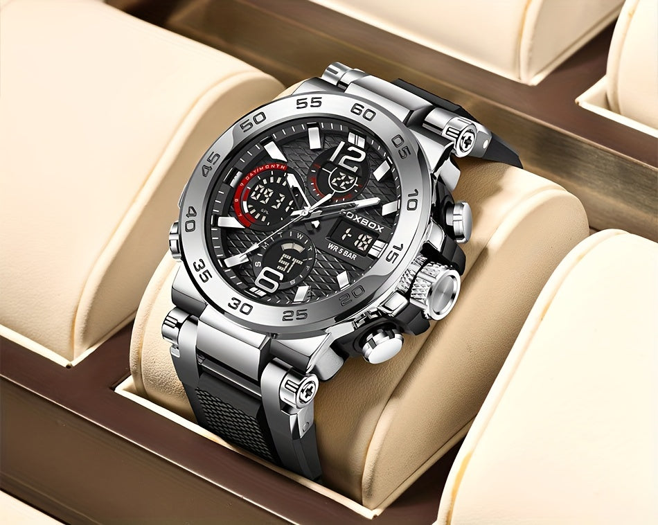 Men'S Sports Watch Waterproof Dual Display Digital Military Quartz Watch Alarm Clock Chronograph Multifunction Luminous Watch Student Watch Outdoor Hiking / Schooling Valentine'S Day
