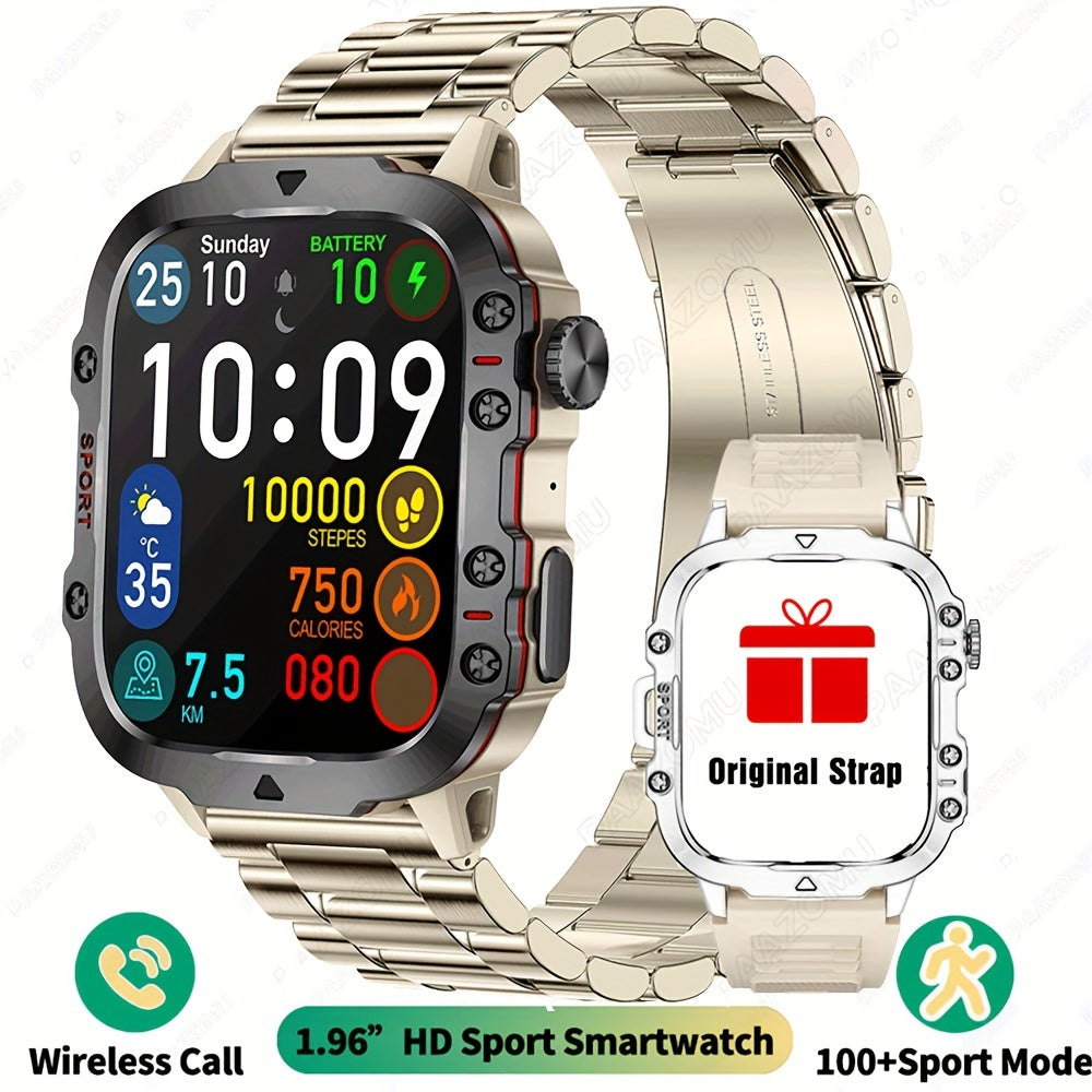 New Rugged Smart Watch Men Wireless Call IP68 Sport Fitness AI Voice Outdoor Smartwatch For Mobile Phones