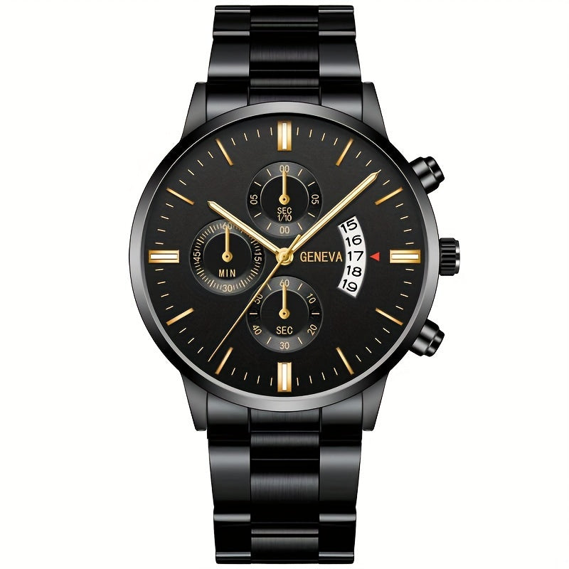 [Low Priced Goods, Suitable To Relax The Look Requirements] 1pc Men's Stainless Steel Quartz Wrist Watch Business Popular Watch
