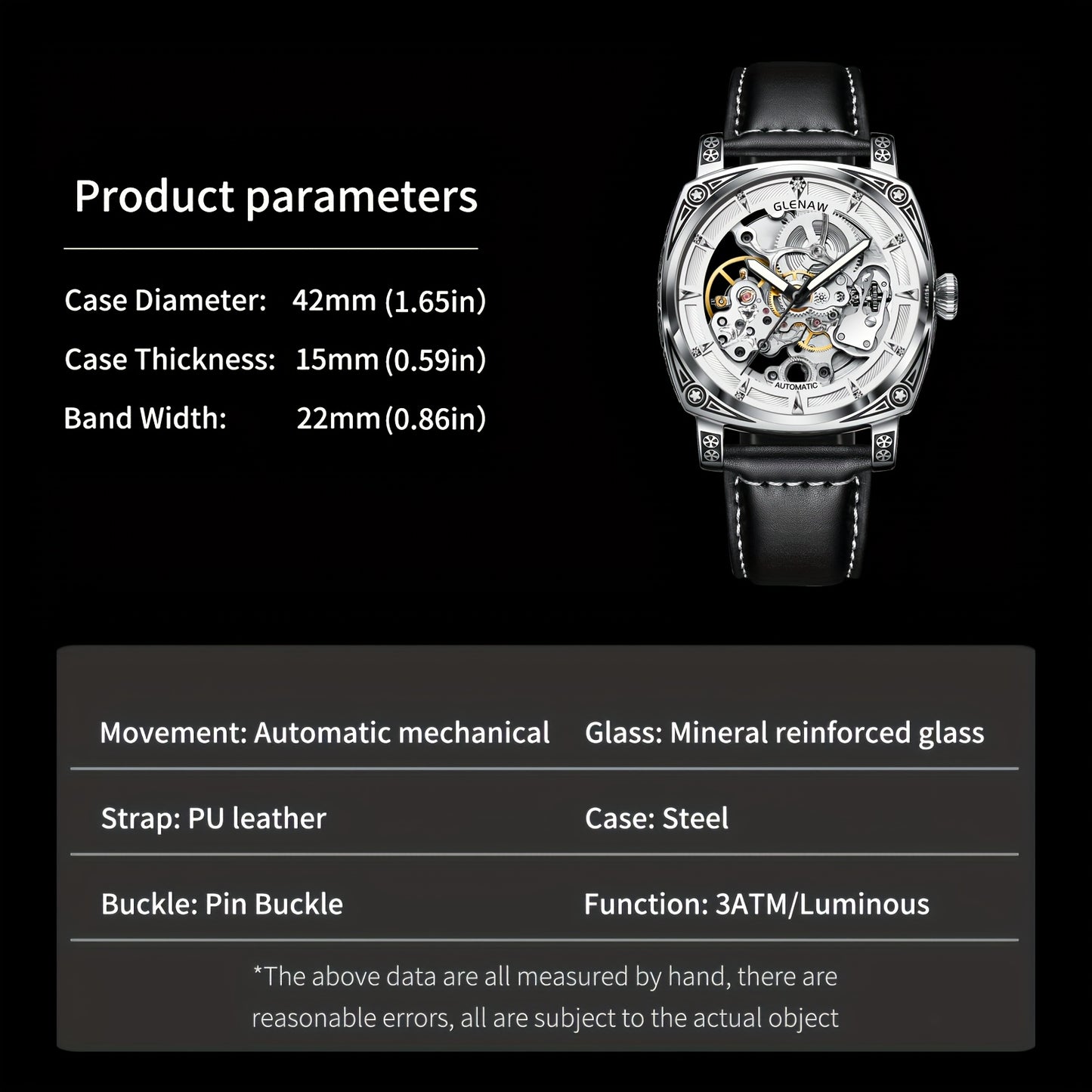 Elegant Vintage-Style Men's Automatic Watch with Hollow-Out Rhinestone Dial, Stainless Steel 30M Waterproof – Ideal Gift Choice