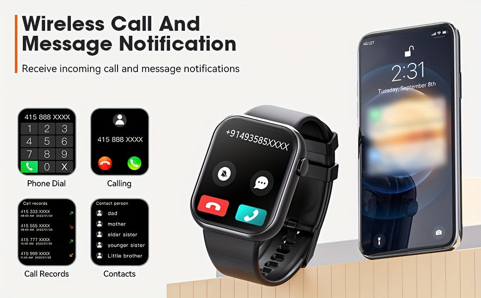 2025 smart watch (answer/make calls), 1.85-inch display smart watch, information reminder, suitable for men and women, fitness tracker, multiple sports modes, sports watch, step counting calorie counter, compatible with Andro