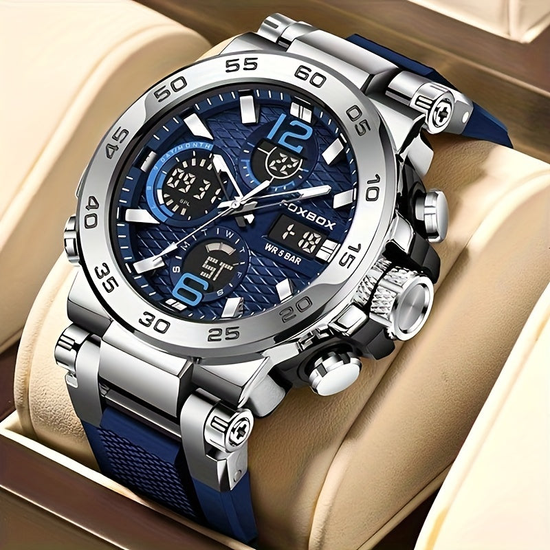 Men'S Sports Watch Waterproof Dual Display Digital Military Quartz Watch Alarm Clock Chronograph Multifunction Luminous Watch Student Watch Outdoor Hiking / Schooling Valentine'S Day