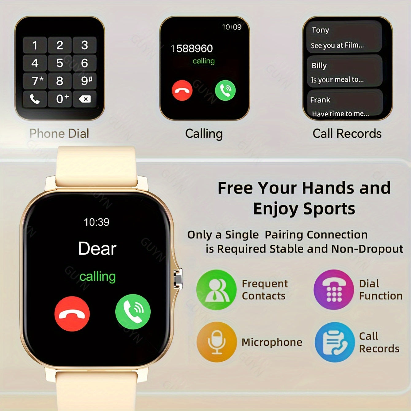 Smart Watch With Wireless Calling/Dialing, Multiple Sports Modes, Fitness Tracker, Customizable Wallpaper, Compatible With IPhone/Android, Sporty Smartwatch With Health Monitoring