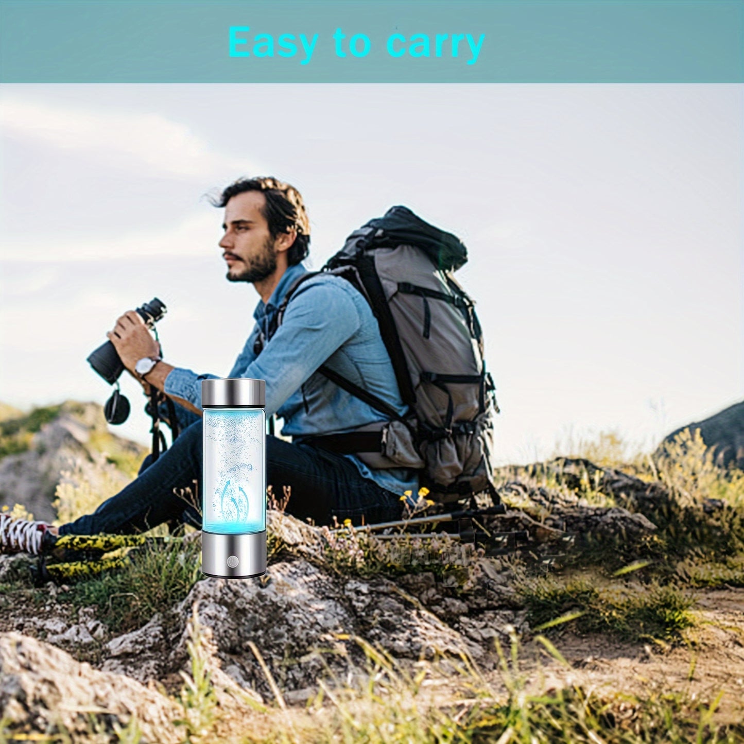Hydrogen Water Bottle, Portable Hydrogen Water Ionizer Machine, Hydrogen Water Generator, Rechargeable Hydrogen Rich Water Glass Health Cup for Home Travel