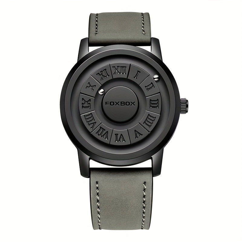 Stylish Men's Rotating Bead Watch - Waterproof Wrist Watch with Cool Dial Display Design, Magnetic Bead, Ideal for Halloween Gifts, Family Gatherings, and Daily Wear