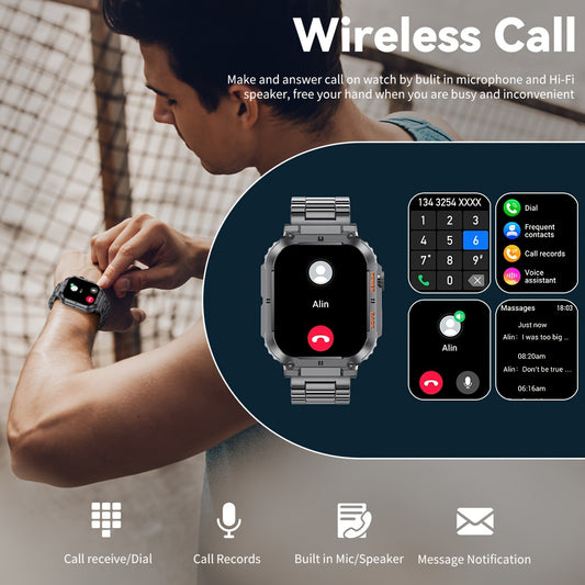 Smart Watch for Men: Wireless Calls, Music, Fitness Tracking, Sleep Monitoring, Multi-Sport Modes for King's Day