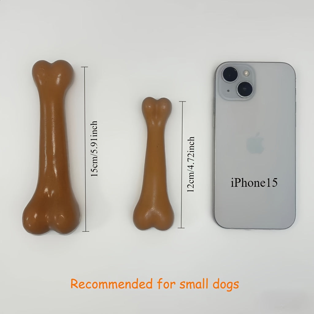 12/15cm Realistic Bone Dog Chew Toy with Wooden Chew Beads & PP Material - Durable, Anti-Bite Design, Interactive Teething Toy for Small Dogs, Pet Reward for Dental Health, Dental Health Tool, Natural Look, Safe Material, Sma
