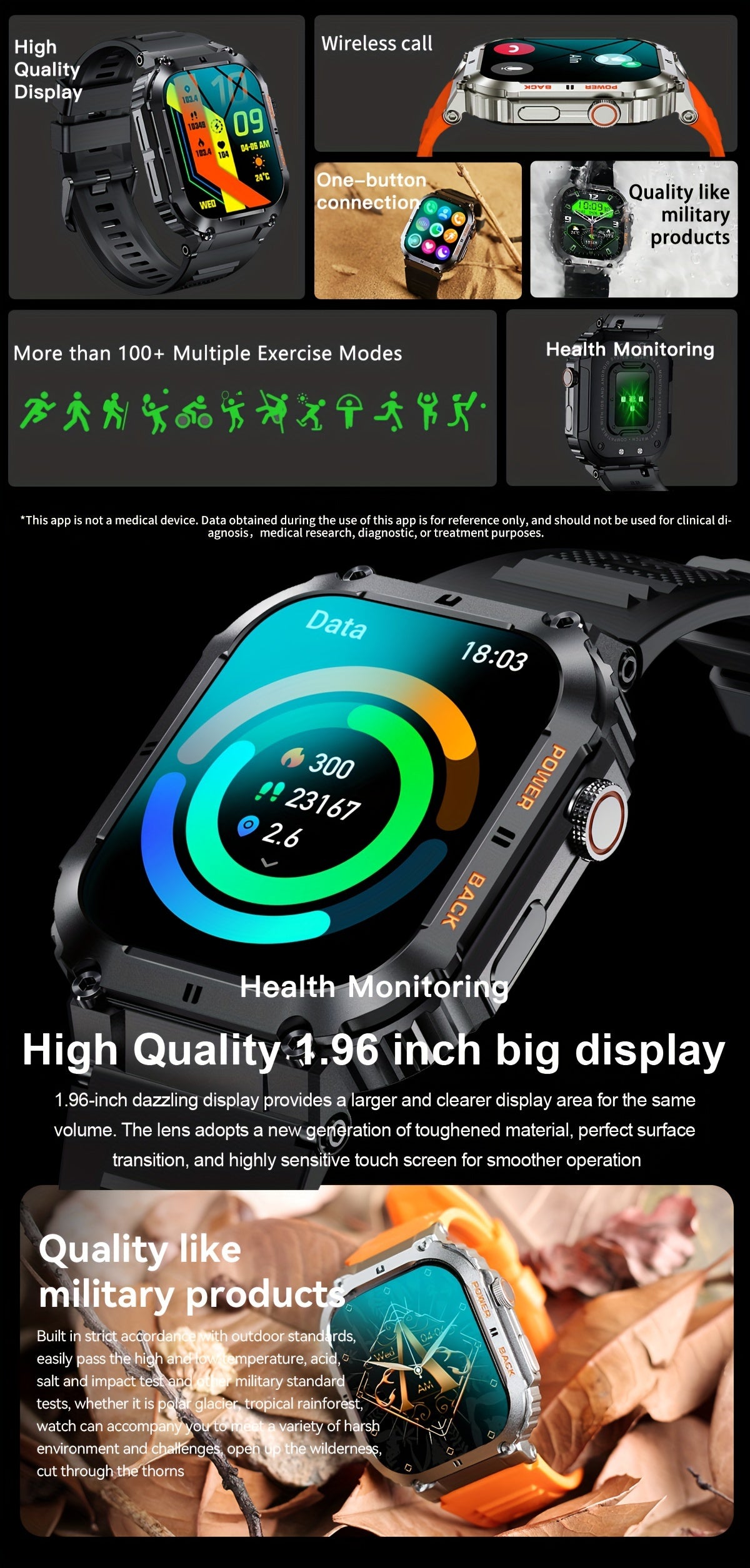 Smart Watch for Men: Wireless Calls, Music, Fitness Tracking, Sleep Monitoring, Multi-Sport Modes for King's Day