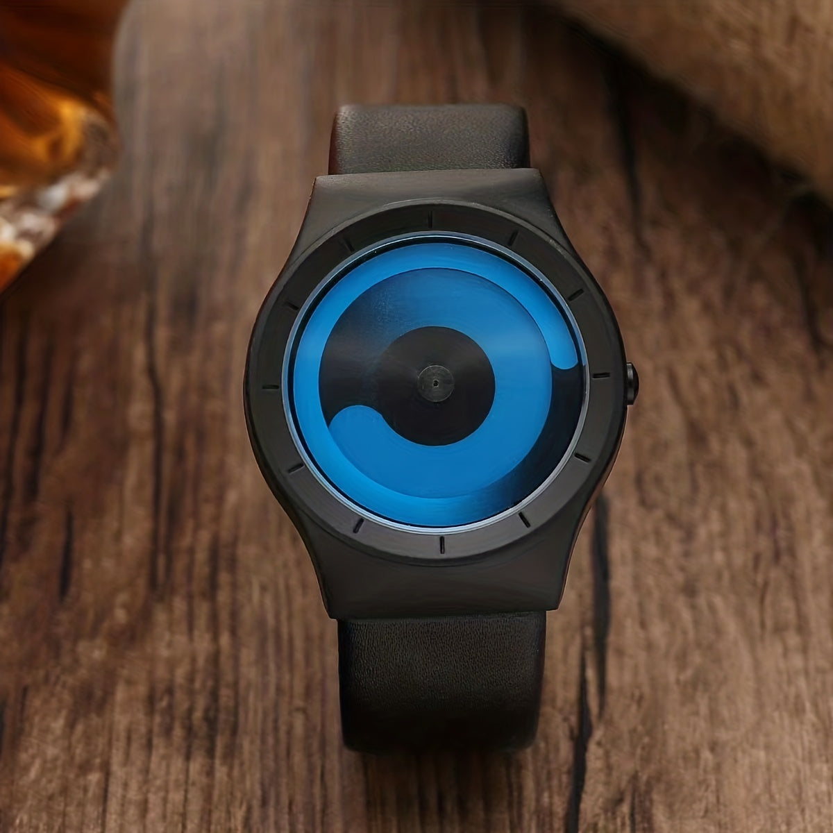 Stylish Tai Chi Quartz Watch - Minimalist Round Pointer Wrist Watch for Women Men with Genuine Leather Strap and Novelty Dial Design