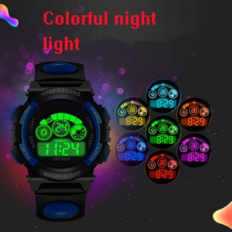 Boys And Girls Multifunctional Waterproof Sports Colorful Luminous Electronic Watch, Ideal choice for Gifts For King's Day