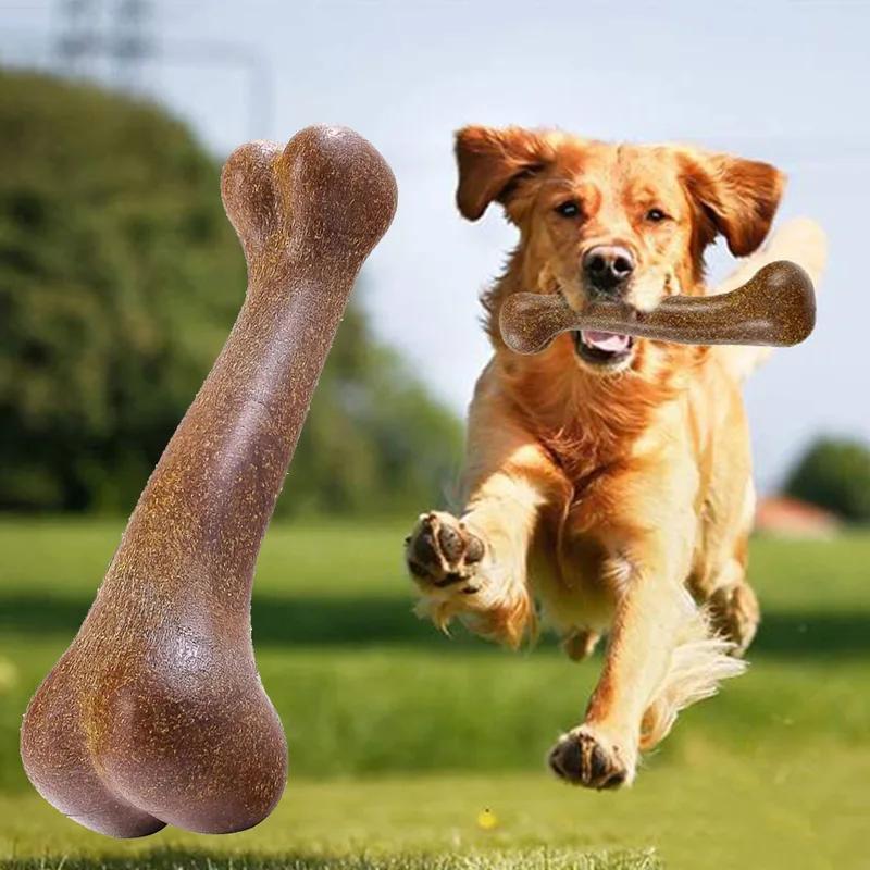 12/15cm Realistic Bone Dog Chew Toy with Wooden Chew Beads & PP Material - Durable, Anti-Bite Design, Interactive Teething Toy for Small Dogs, Pet Reward for Dental Health, Dental Health Tool, Natural Look, Safe Material, Sma