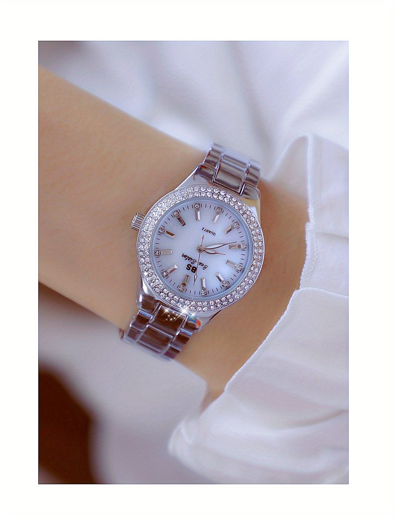 Rhinestone Decor Quartz Watch Casual Analog Party Dress Watch, Gift For Mother's Day Valentine's Day