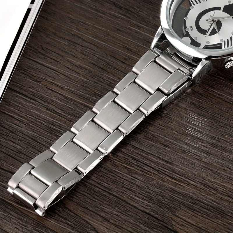 [Stainless Steel Musical Quartz Watch] Men's Fashion Stainless Steel Musical Notation Quartz Watch