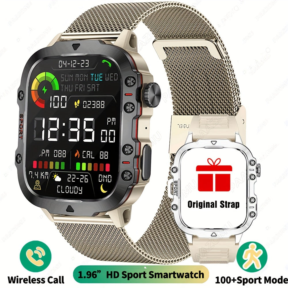 New Rugged Smart Watch Men Wireless Call IP68 Sport Fitness AI Voice Outdoor Smartwatch For Mobile Phones