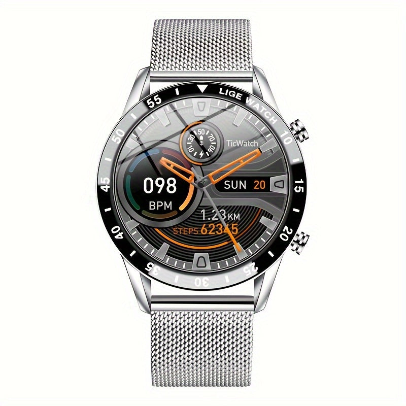LIGE 2023 Full Circle Touch Screen Steel Band Call Man Smart Watch Waterproof Sports Activity Fitness Smartwatch For Men