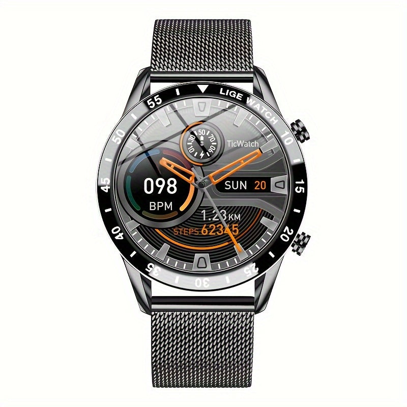 LIGE 2023 Full Circle Touch Screen Steel Band Call Man Smart Watch Waterproof Sports Activity Fitness Smartwatch For Men
