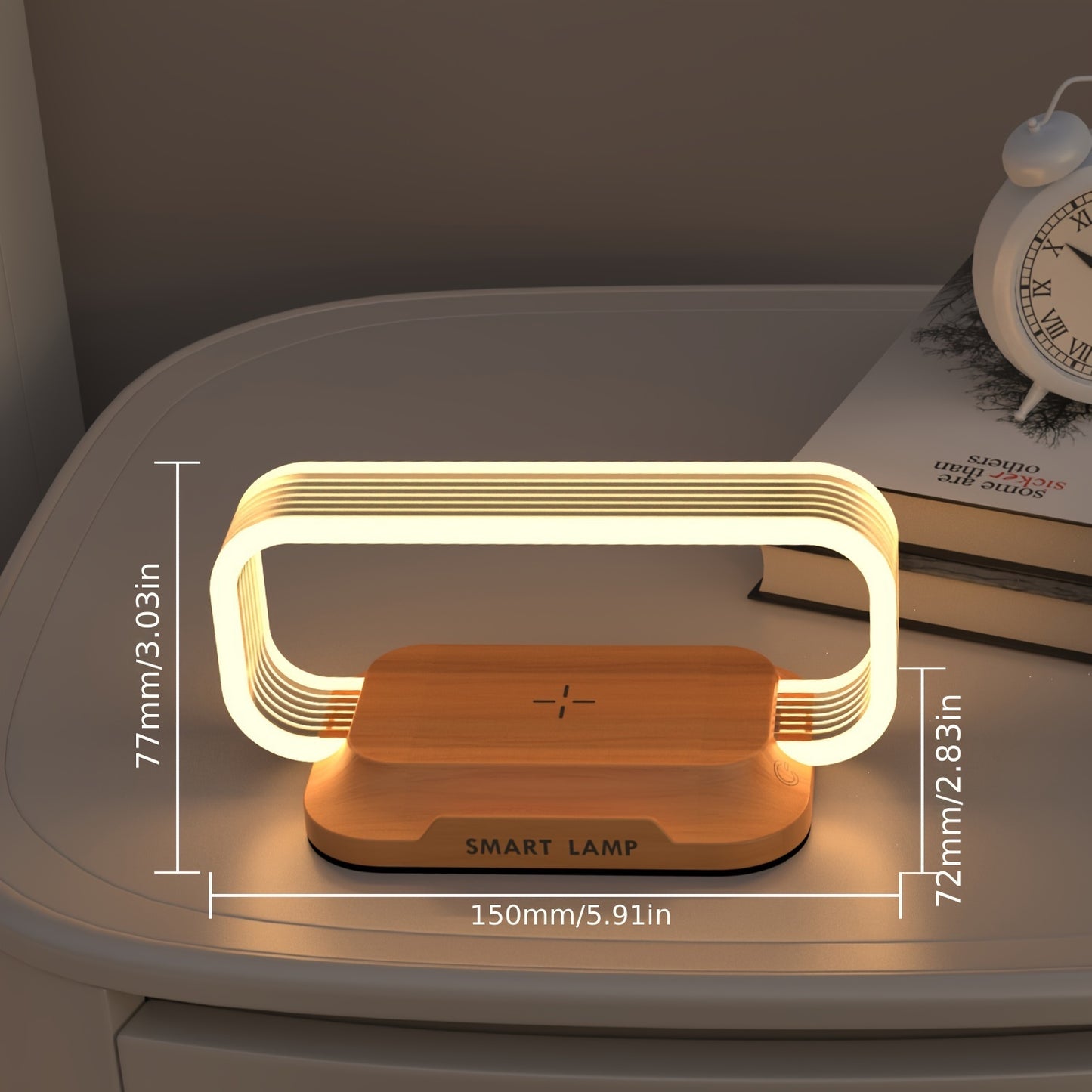 10W Multifunctional Wireless Charging Station Watch LED Desk Lamp Night Light USB Port For Iphone Samsung Mobile Phone FastCharging Station
